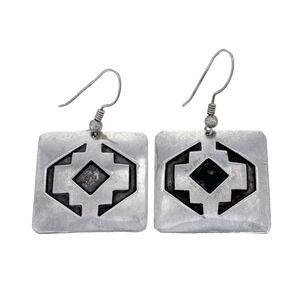 Vintage T. Billy Navajo Sterling Silver 925 Southwest Dangle Earrings